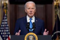 President Joe Biden speaks during a meeting of the National Infrastructure Advisory Council in ...