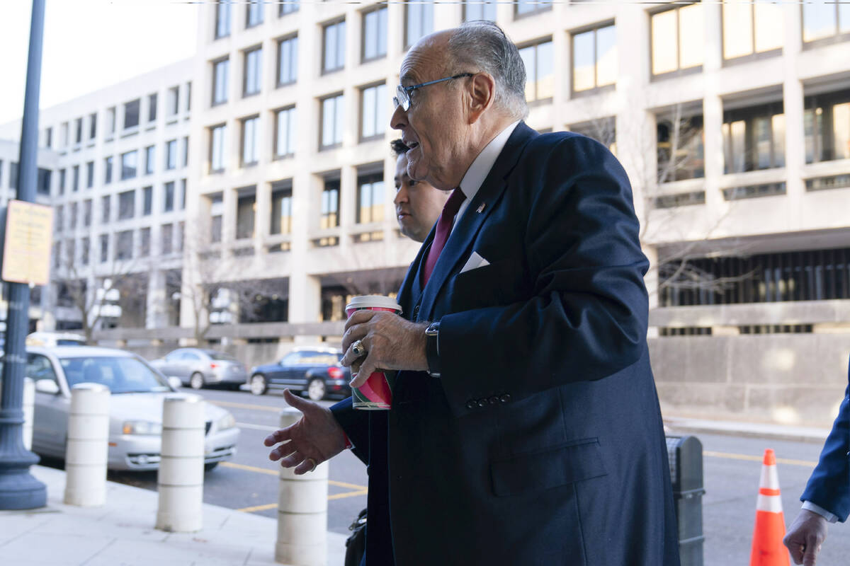 Former Mayor of New York Rudy Giuliani arrives at the federal courthouse in Washington, Friday, ...