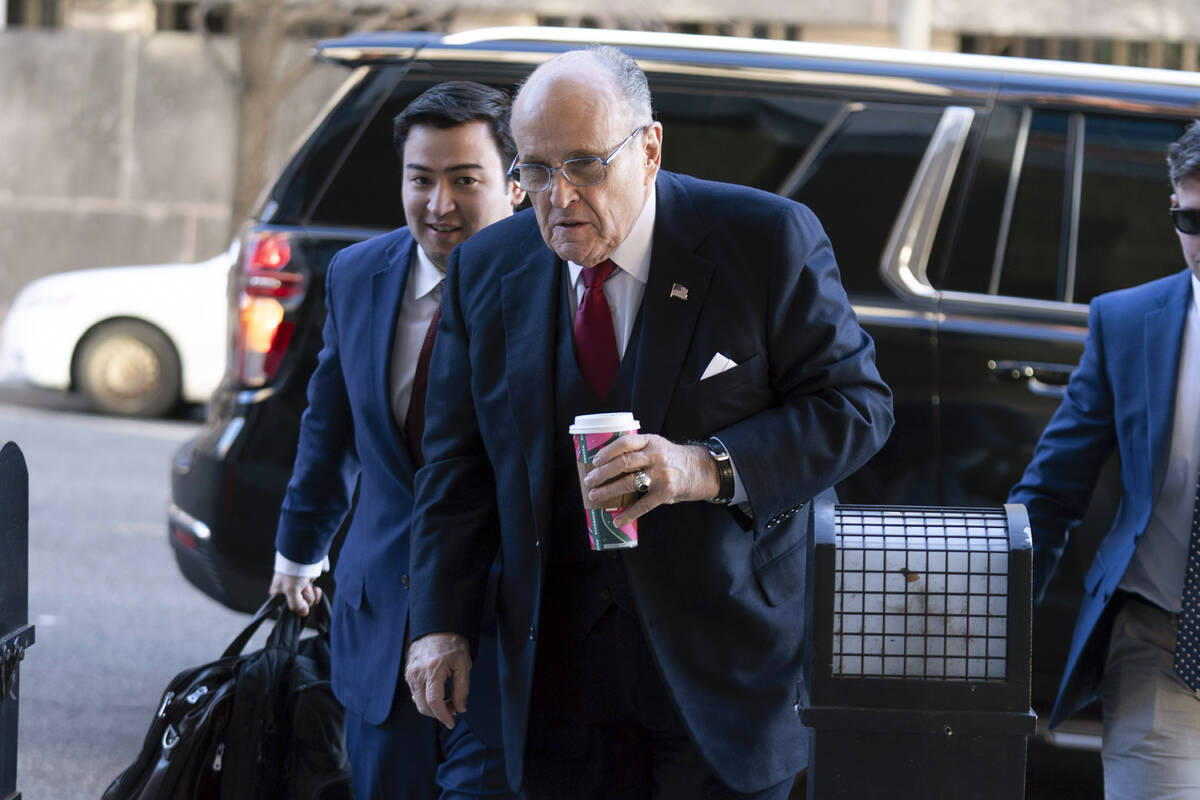 Former Mayor of New York Rudy Giuliani arrives at the federal courthouse in Washington, Friday, ...