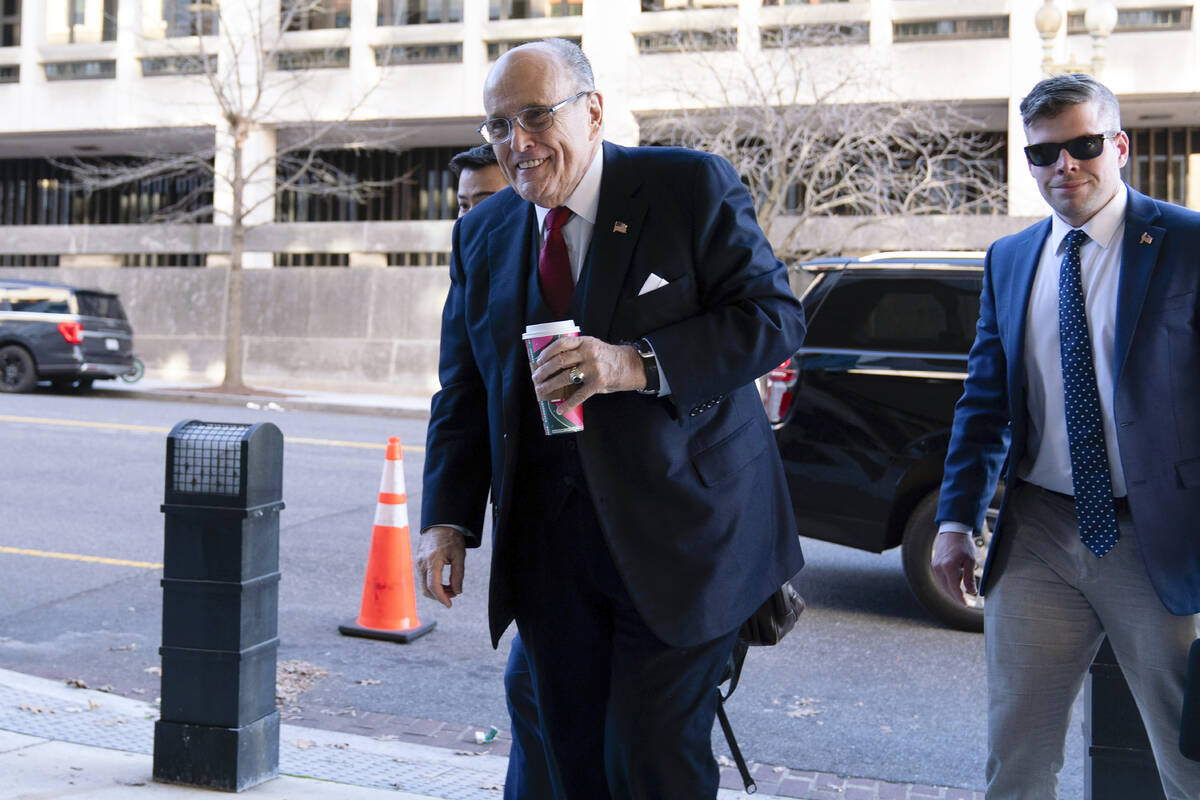 Former Mayor of New York Rudy Giuliani arrives at the federal courthouse in Washington, Friday, ...
