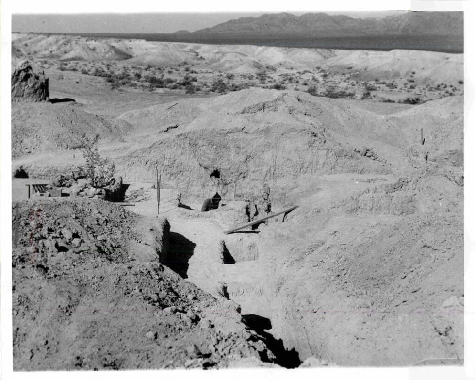 Trenches dug during the Tule Springs Archeological Expedition, now known as the Big Dig. (File/ ...