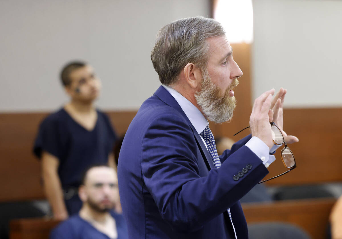 Attorney David Westbrook, representing Jesus Ayala, left, addresses the court during a hearing ...