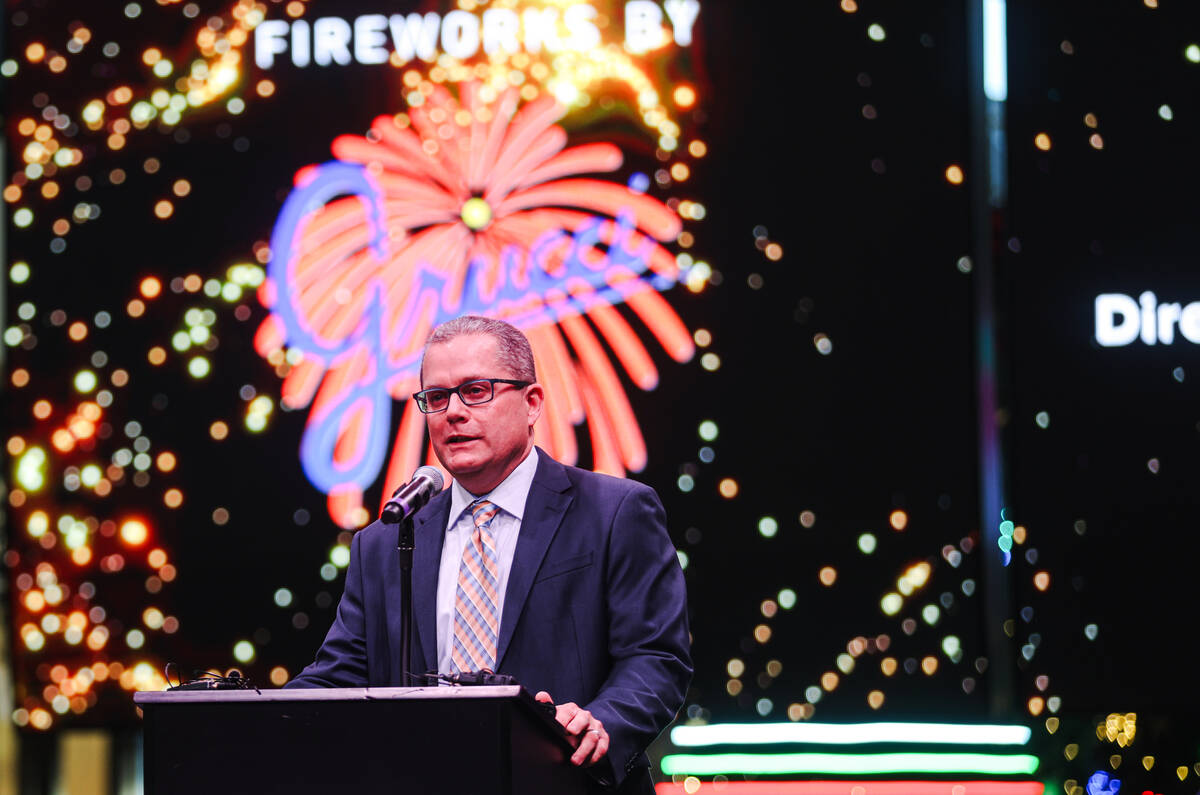 Scott Cooper, director of business development for Fireworks by Grucci, speaks at a news confer ...