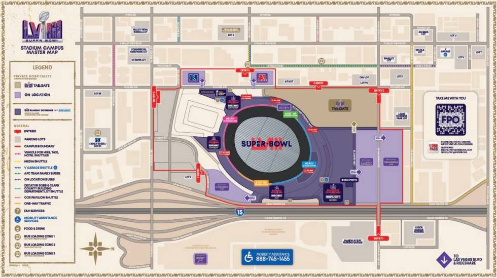 A rendering of the Super Bowl footprint on the Allegiant Stadium campus in Las Vegas. (NFL)