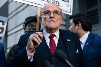 FILE - Former Mayor of New York Rudy Giuliani speaks during a news conference outside the feder ...