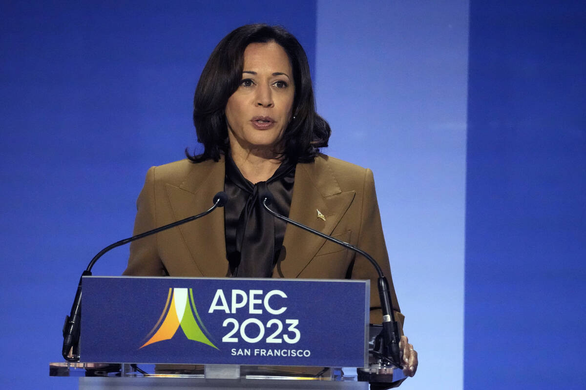 Vice President Kamala Harris speaks during the Asia-Pacific Economic Cooperation (APEC) confere ...