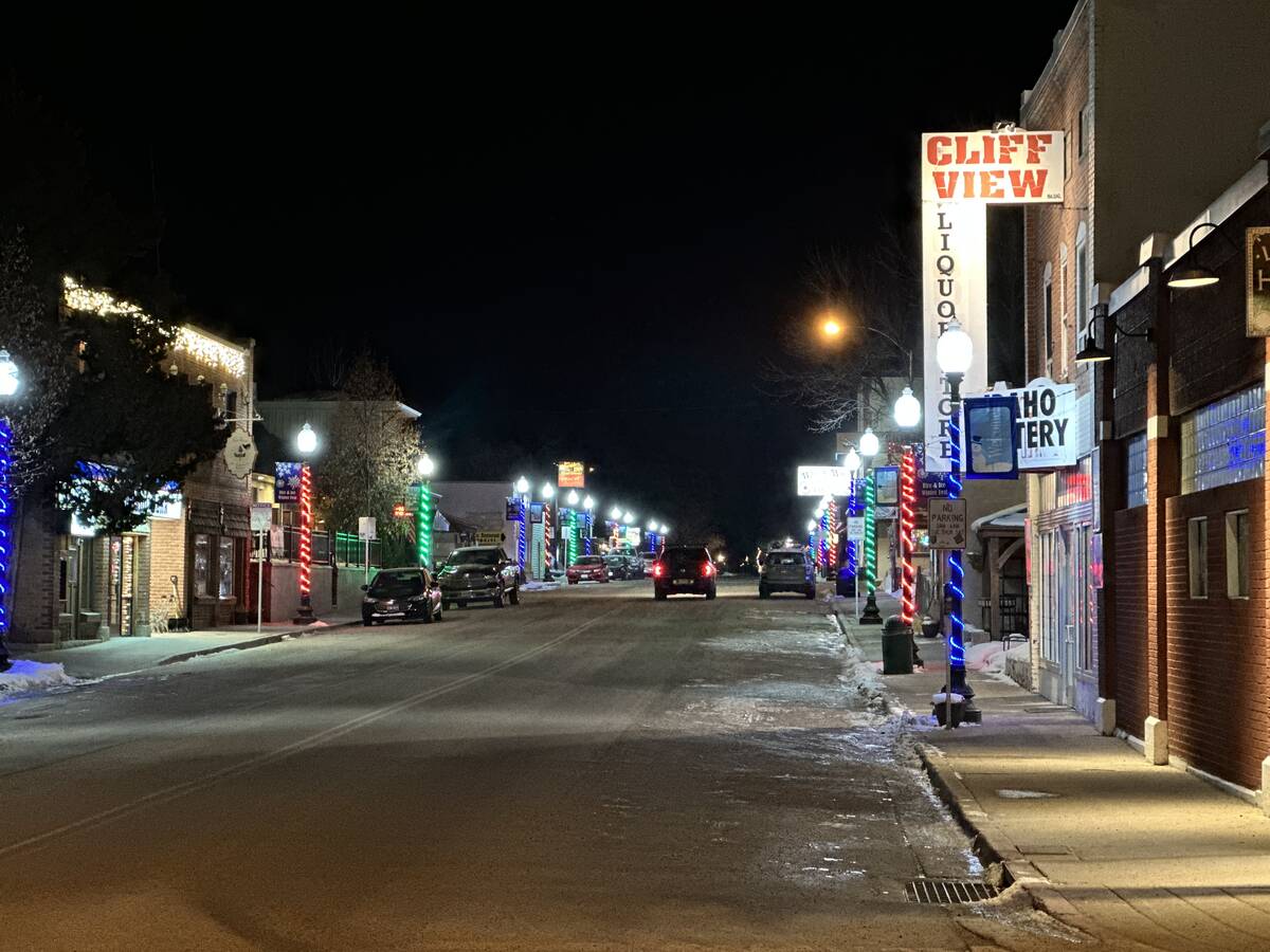 Downtown Lava Hot Springs, Idaho is shown on Thursday, Dec. 21, 2023. (John Katsilometes/Las Ve ...