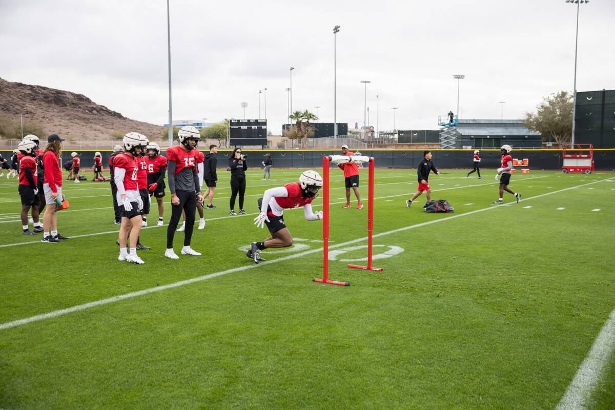 UNLV practices in preparation for Tuesday's Guaranteed Rate Bowl at Chase Field in Phoenix, Ari ...
