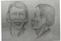 A sketch of the probable likeness of human remains found in 1976 near Katherine's Landing, Ariz ...