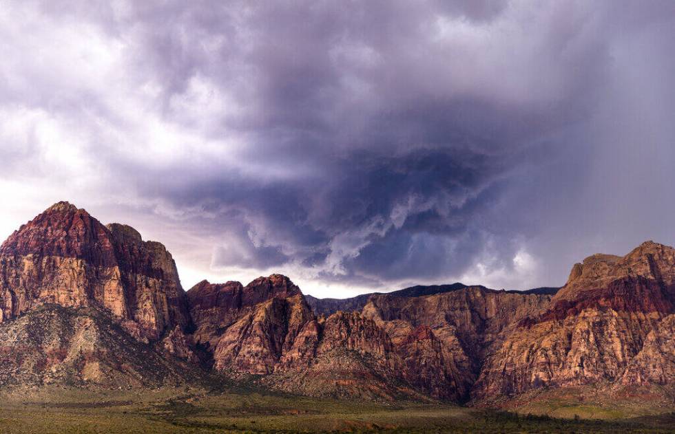 A thunderstorm rolls into the Red Rock Canyon National Conservation Area on Thursday, Sept. 14, ...