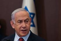 Israeli Prime Minister Benjamin Netanyahu attends the weekly cabinet meeting at the Prime Minis ...
