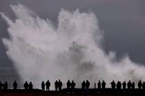 Large waves crash in to Duncan's Landing north of Carmet, Calif., Thursday, Dec. 28, 2023, due ...