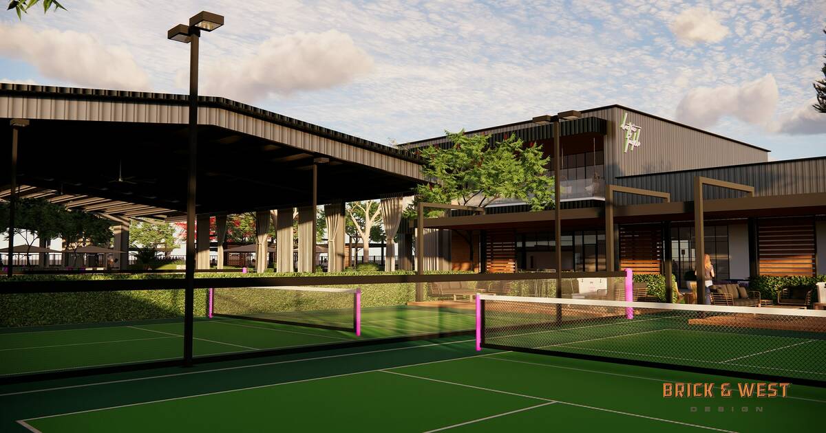 This is a rendering of Electric Pickle, a luxury pickleball facility coming to southwest Las Ve ...