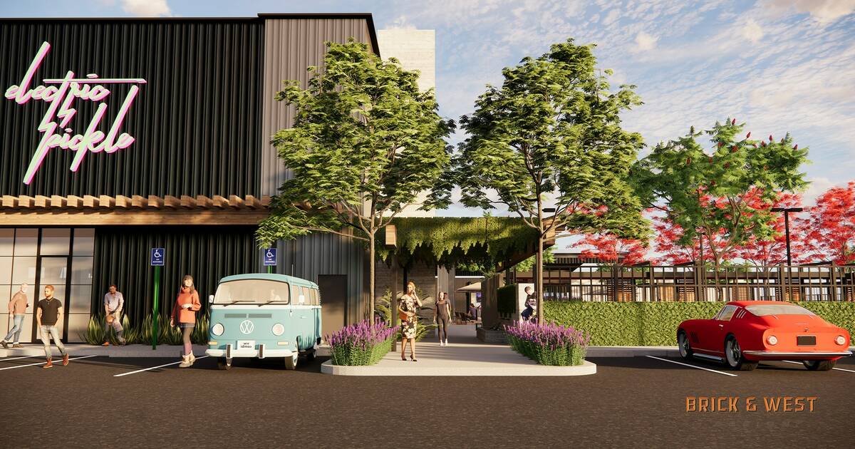 This is a rendering of Electric Pickle, a luxury pickleball facility coming to southwest Las Ve ...