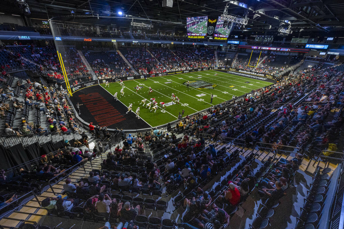 The stands are full as the Northern Arizona Wranglers battle the the Quad City Steamwheelers du ...