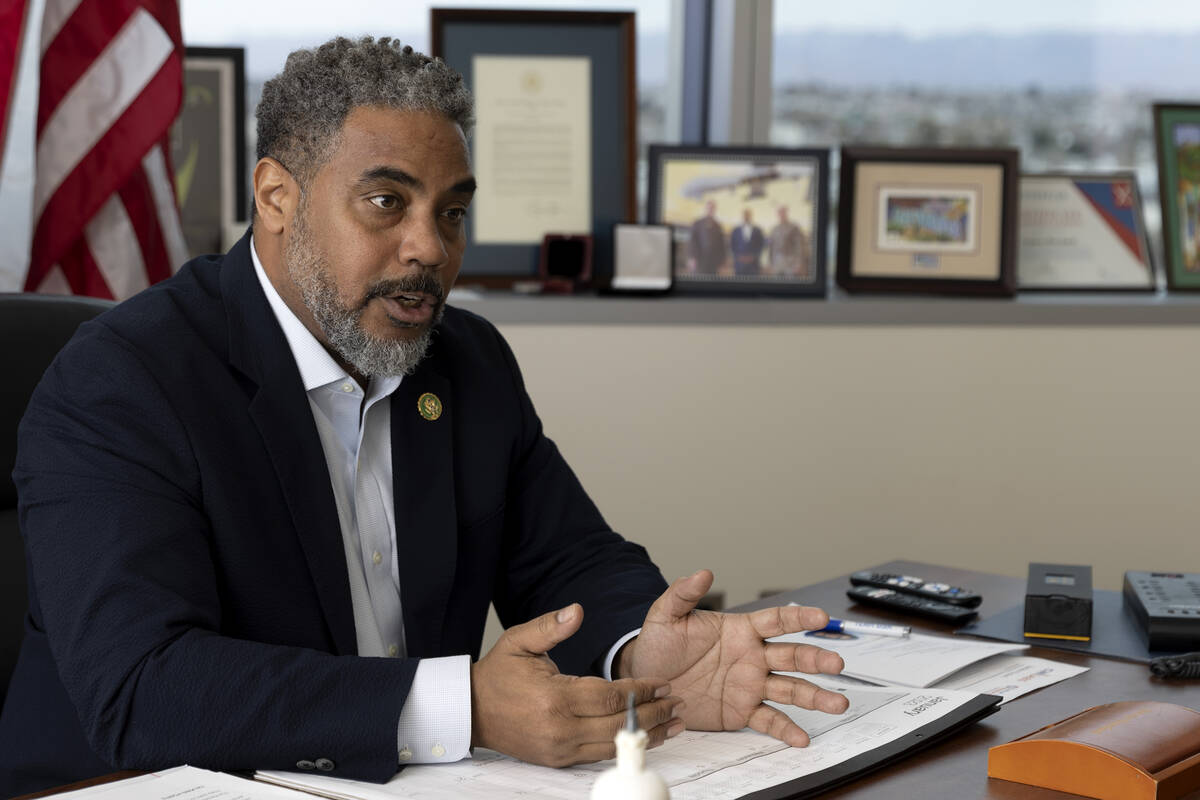 Rep. Steven Horsford, D-Nev., speaks to the Review-Journal in his office at North Las Vegas Cit ...