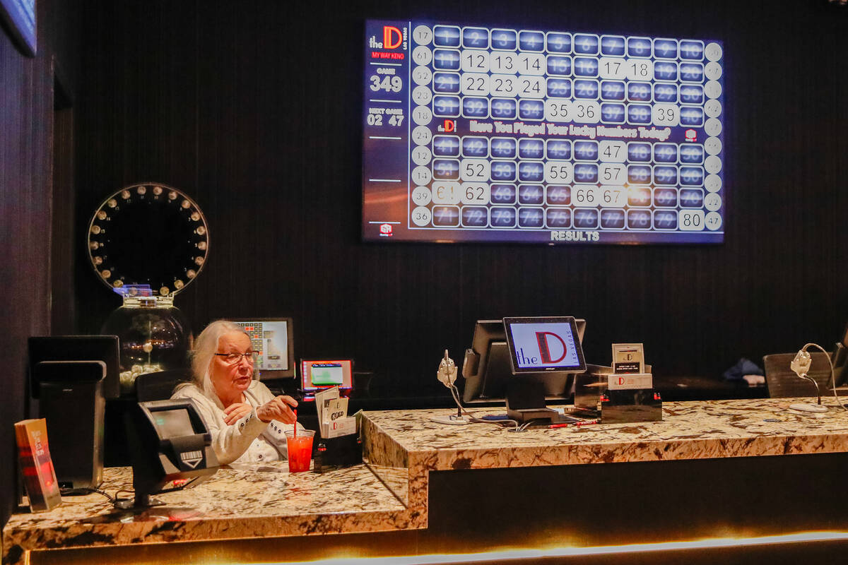 Nancy, who has worked Keno at The D for 18 years, oversees the Keno Lounge at The D Las Vegas o ...