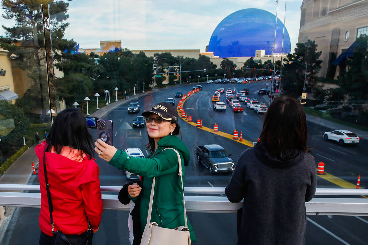 Sudy takes a picture along a pedestrian bridge that crosses over Sands Avenue on Tuesday, Jan. ...