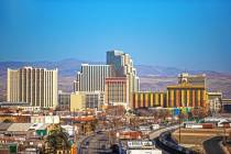The downtown Reno skyline on Tuesday, Jan. 19, 2021. (Las Vegas Review-Journal)
