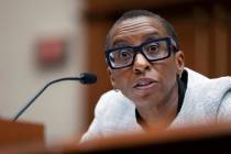 FILE - Harvard University President Claudine Gay speaks during a hearing of the House Committee ...