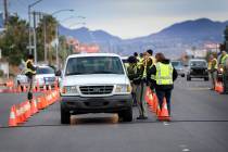 Las Vegas police conduct a DUI checkpoint in this Review-Journal file photo. (David Becker/Las ...