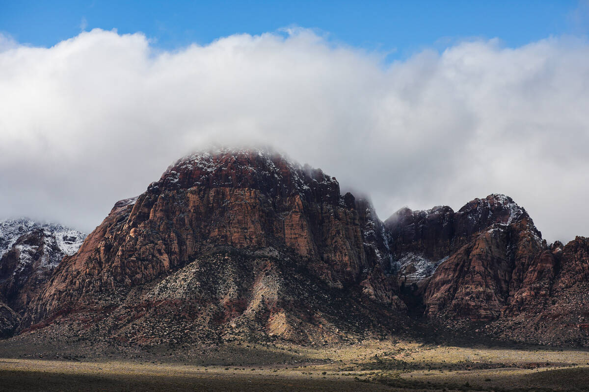 A dusting of snow blankets Red Rock Canyon on Wednesday, Jan. 3, 2024, in Las Vegas. (Daniel Pe ...
