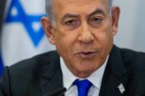 FILE - Israeli Prime Minister Benjamin Netanyahu chairs a cabinet meeting at the Kirya military ...