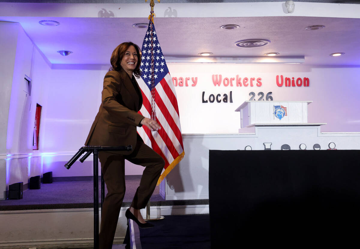 Vice President Kamala Harris speaks to Culinary Union members and guests at union headquarters ...