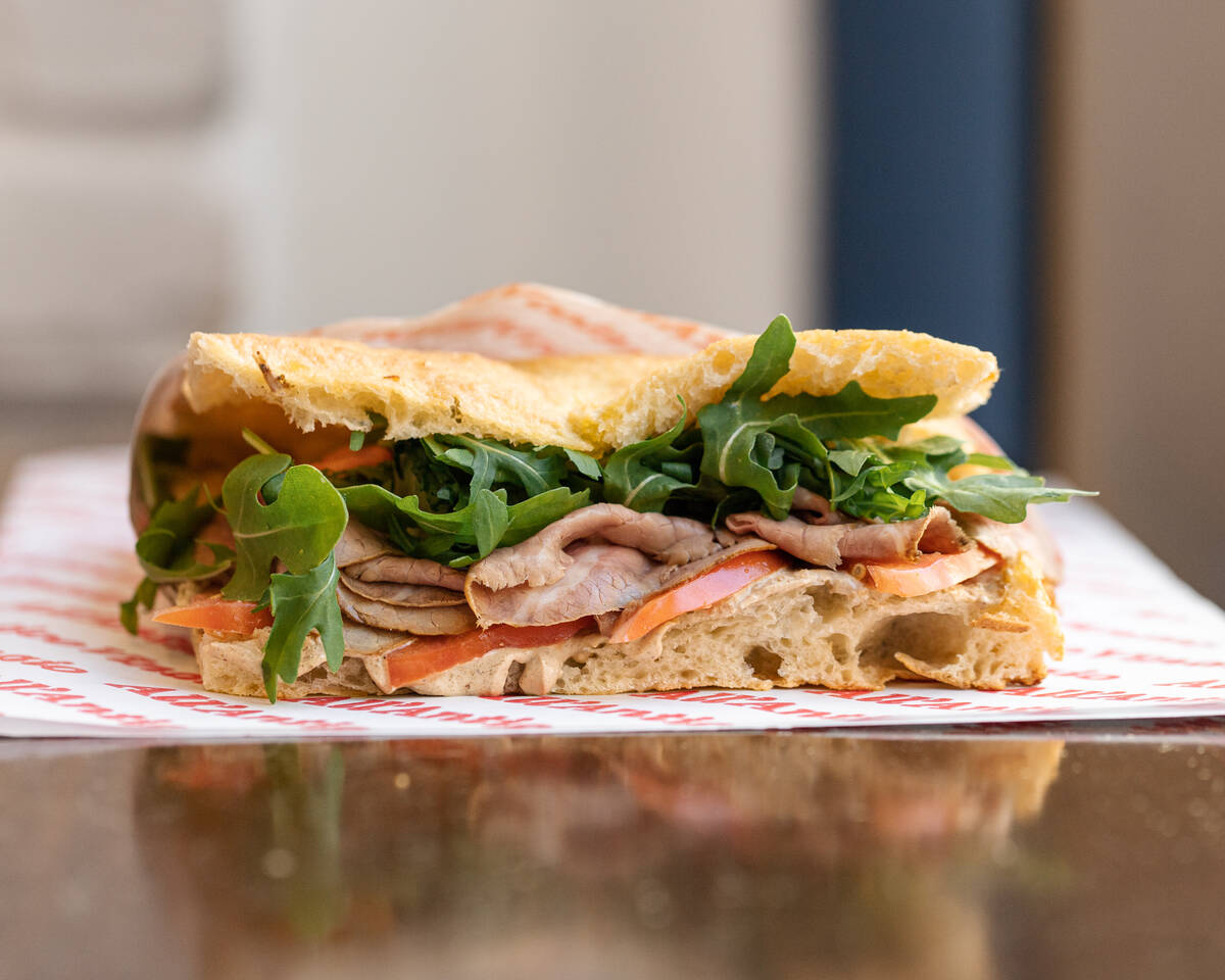 The New Yorker sandwich from All'Antico Vinaio, often called the world's best sandwich shop. Th ...