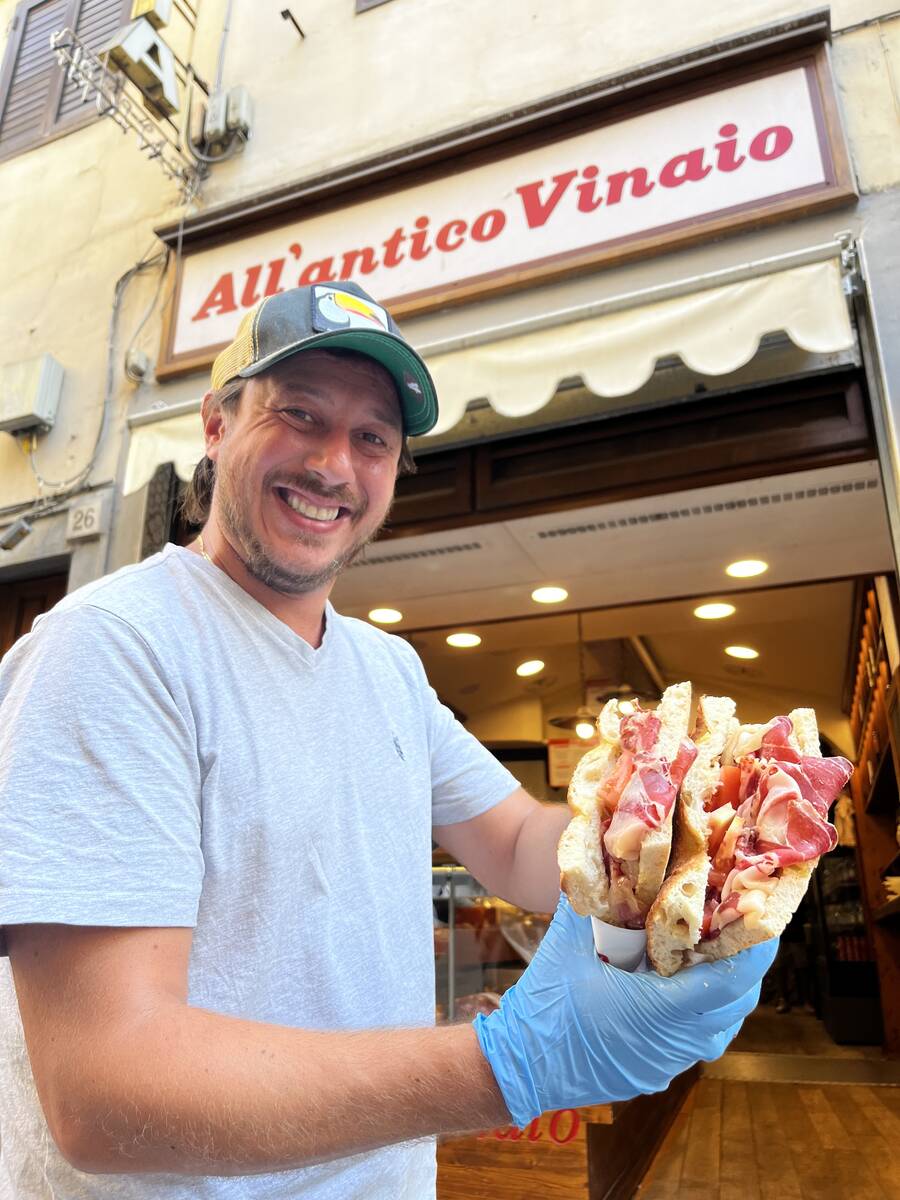 Tommaso Mazzanti at one of his family's All'Antico Vinaio shops. The group of stores, founded i ...