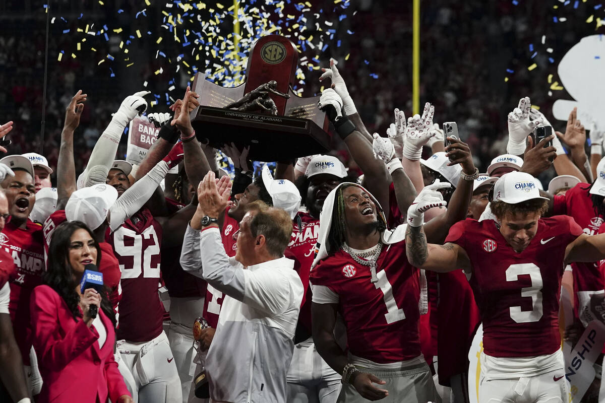 Alabama celebrates after a win against Georgia after the Southeastern Conference championship N ...