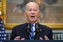 FILE - President Joe Biden speaks about the September jobs report in the Roosevelt Room of the ...