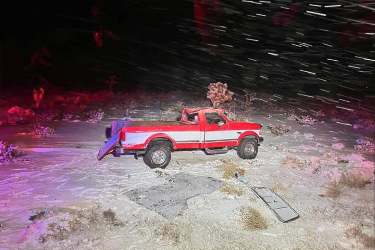 Rollover crash investigated in snowy northwest Las Vegas Valley