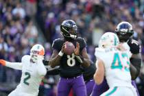 Baltimore Ravens quarterback Lamar Jackson in action during an NFL football game, Sunday, Dec. ...
