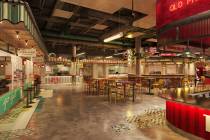 A rendering of Canteen Food Hall, which is opening Jan. 19, 2024, with six purveyors, in the Ri ...