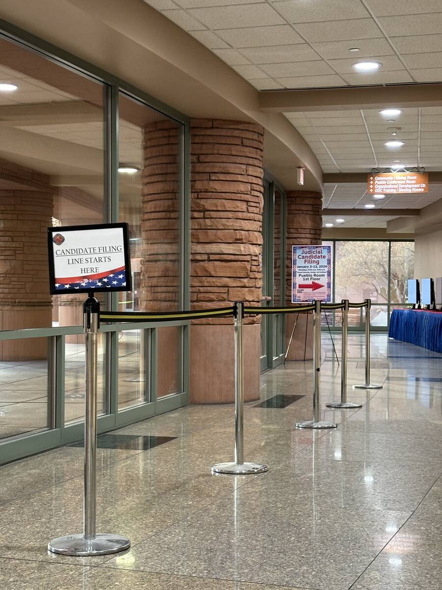 The area outside of the room inside the Clark County Government Center where candidates file to ...