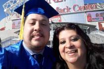Fernando Martinez poses with his mother, Sonia Esparza, after receiving his high school diploma ...