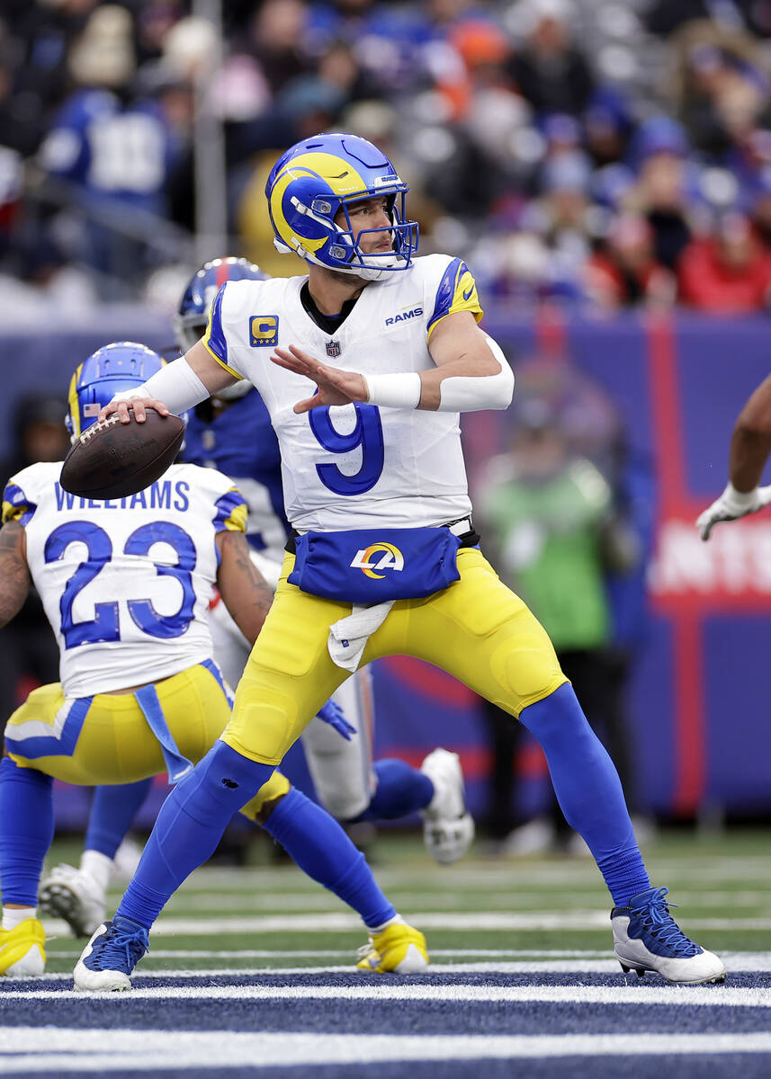 Los Angeles Rams quarterback Matthew Stafford (9) in action against the New York Giants during ...