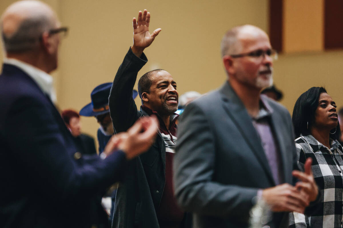 A worshipper is moved by music during the Citywide Unity Prayer Celebration at the Historic Fif ...