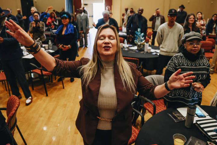 Estrellita Perry sings and worships during the Citywide Unity Prayer Celebration at the Histori ...