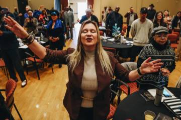 Estrellita Perry sings and worships during the Citywide Unity Prayer Celebration at the Histori ...