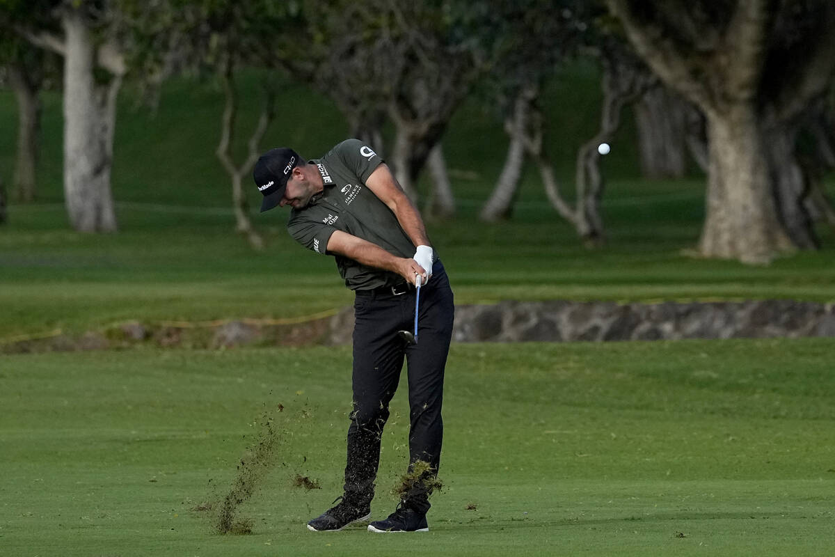 Taylor Montgomery hits from the eighth fairway during the second round of the Sony Open golf ev ...