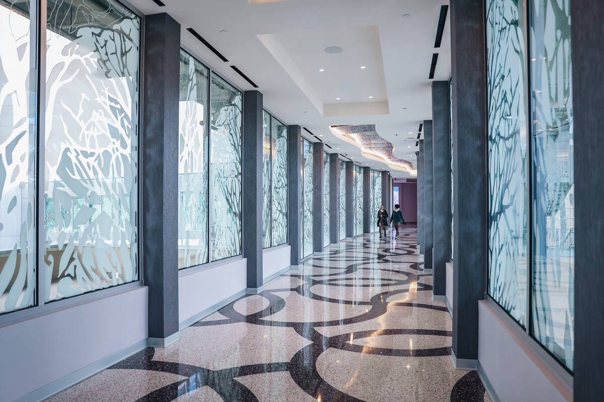 The walkway to the Cosmopolitan and Vdara is seen at the Bellagio on Wednesday, Jan. 17, 2024, ...