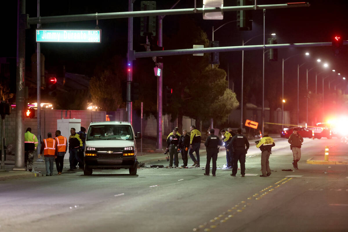 Las Vegas police investigate a fatal crash involving a motorcycle and a Regional Transportation ...