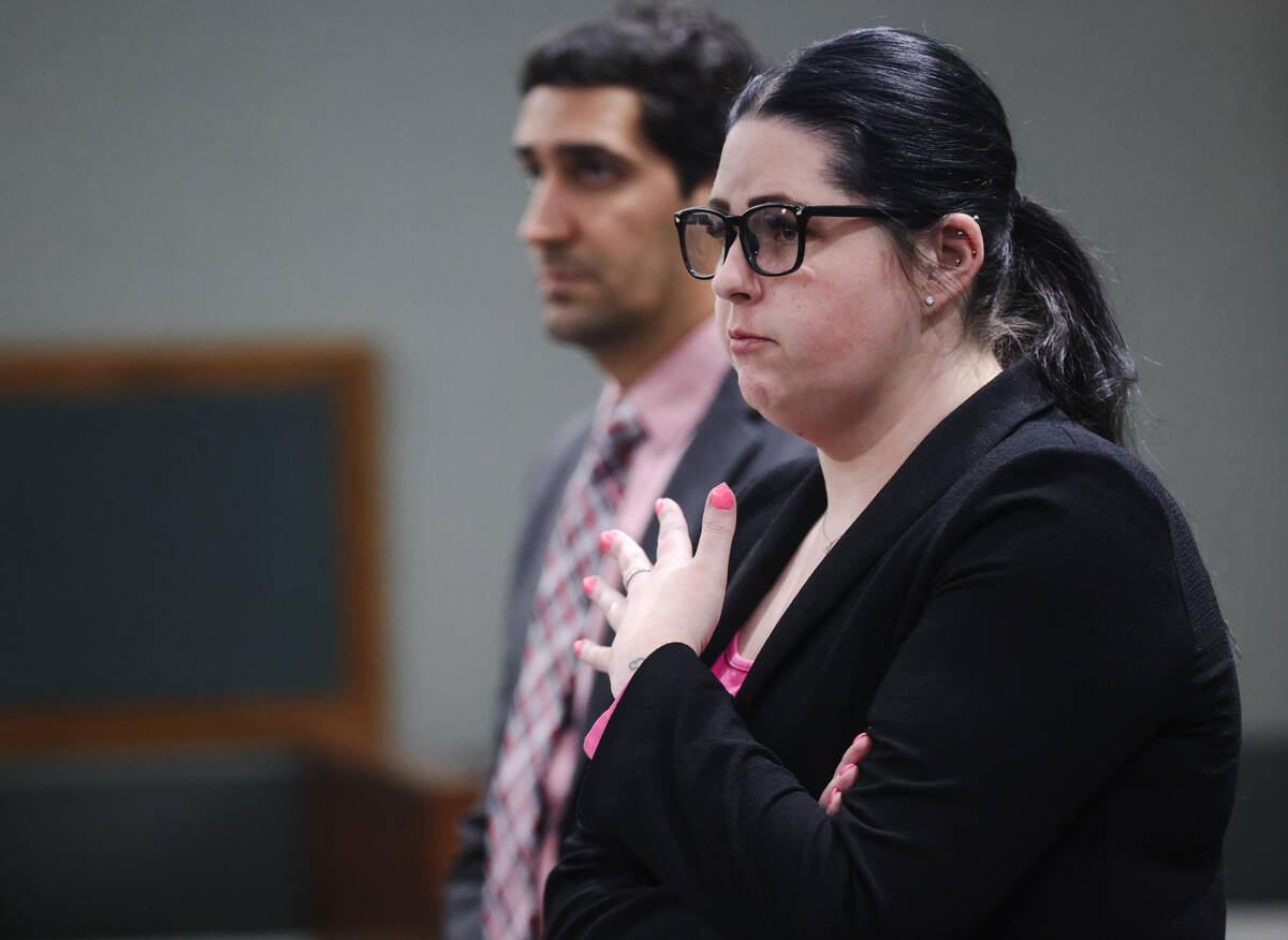 Defense attorney Ashley Sisolak addresses the court at a sentencing for her client Ruben Robles ...