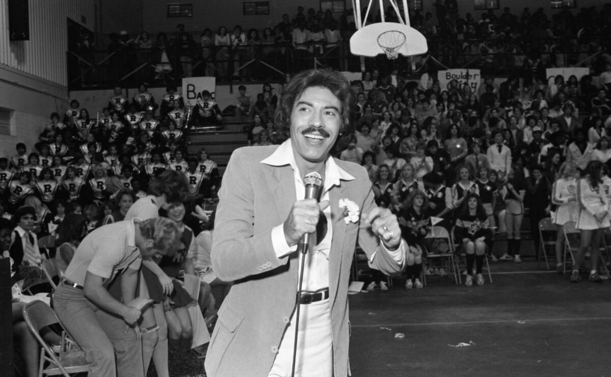 Singer Tony Orlando entertains students at Rancho High School to show support for the "Yellow R ...