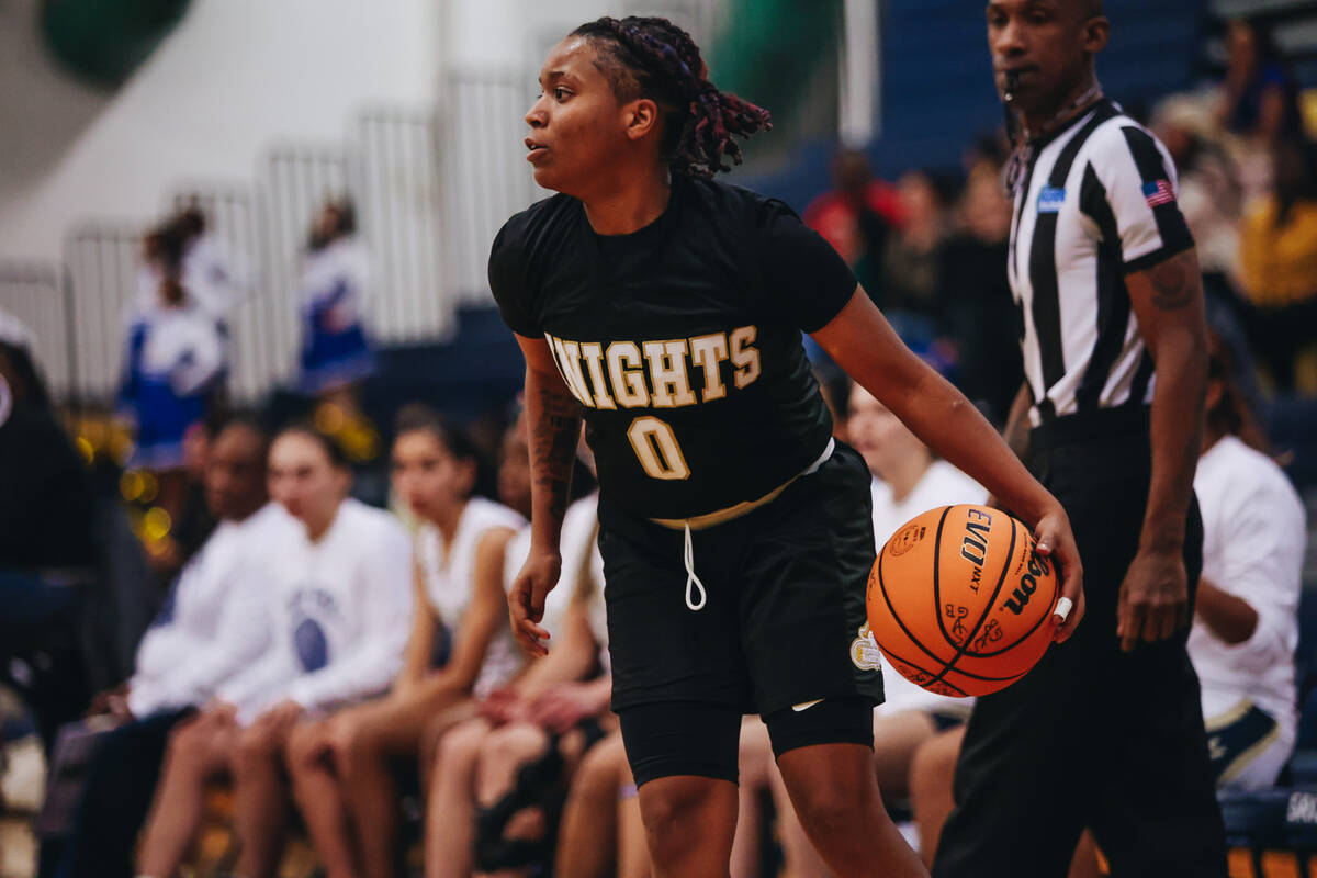 Democracy Prep guard Mikiah Verdum (0) looks to pass the ball during a game against Spring Vall ...