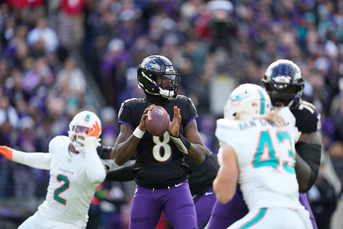 Baltimore Ravens quarterback Lamar Jackson in action during an NFL football game, Sunday, Dec. ...