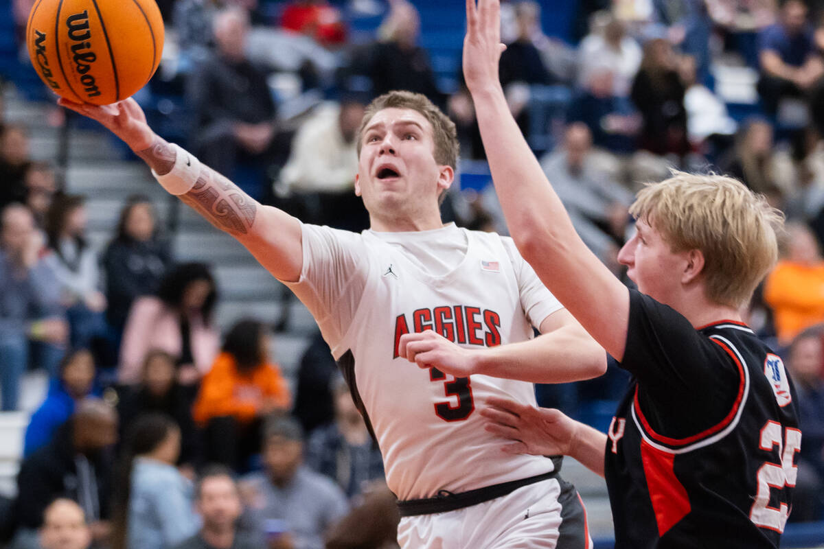 Arbor View’s Jalen Dickel (3) shoots the ball during a basketball game between Arbor Vie ...