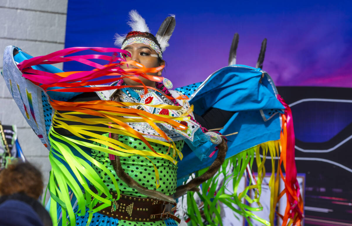 Intertribal dancers perform during a Super Bowl "Green Week" event at the Las Vegas I ...